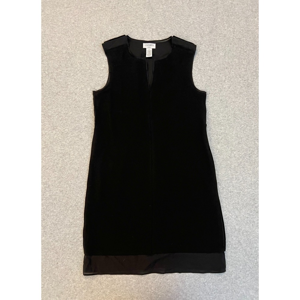 Carmen Marc Valvo Sheath Dress Women's Small Black Minimalist Structured Dress